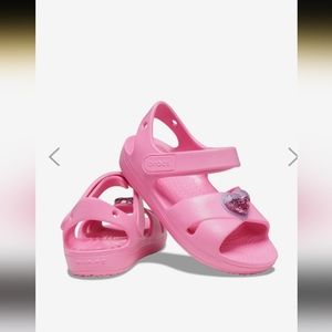 Crocs - Classic Cross Strap Charm Sandal Pink Lemonade Sandals